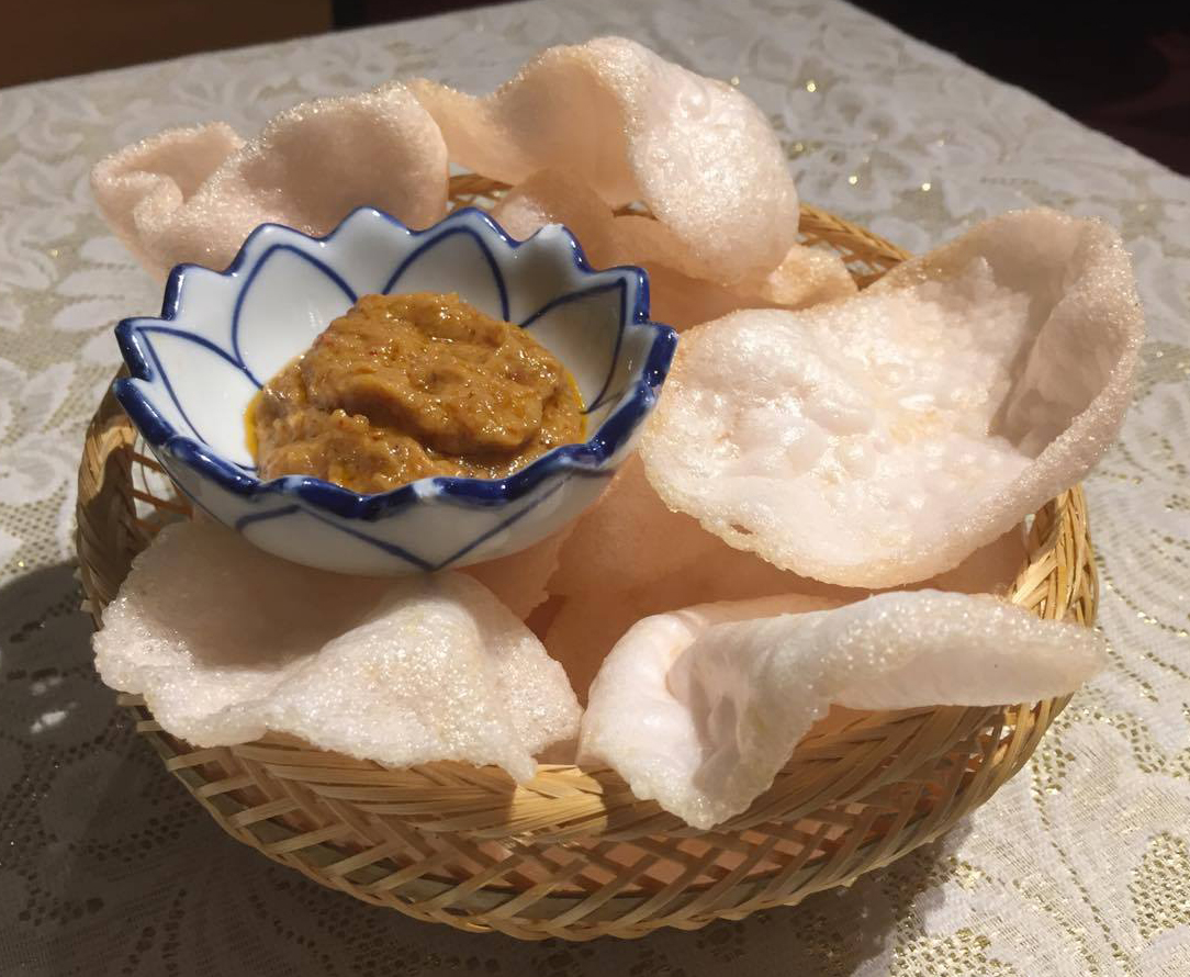 Prawn Crackers with Peanut Sauce - Click Image to Close